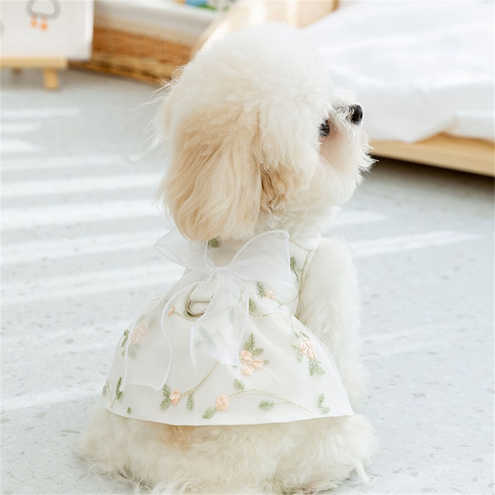 Primavera Verano cinta de encaje transpirable Floral falda de princesa de doble capa para perros pequeños medianos ropa para mascotas