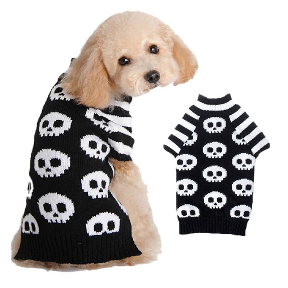 Pull pour animaux de compagnie d’Halloween | Vêtements chauds et confortables pour chiens à motif d'Halloween