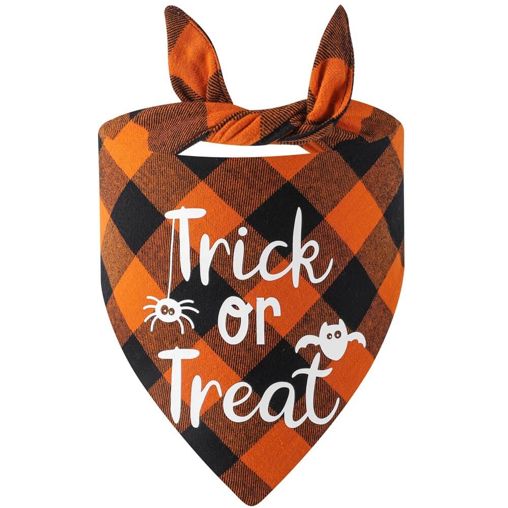 Halloween Pet Plaid Letter Bib | Cotton Gift Bib for Pets