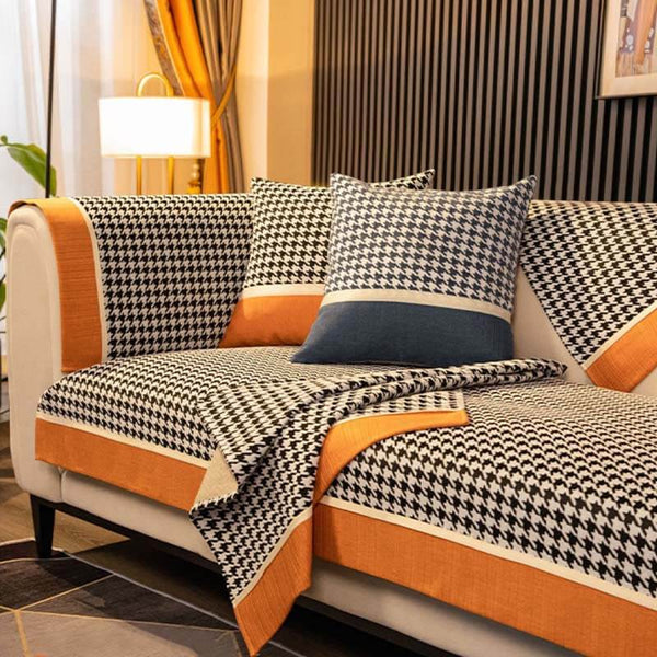 Coperchio di divano non slip Classic Houndshooth Stampa Chenille