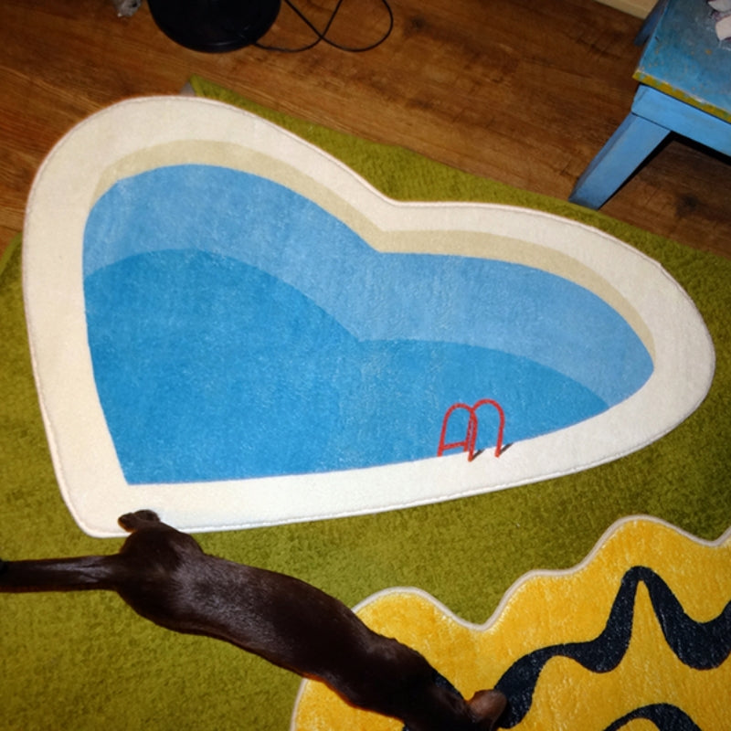 Romantic Heart-shaped Pool Rug Pet Mat