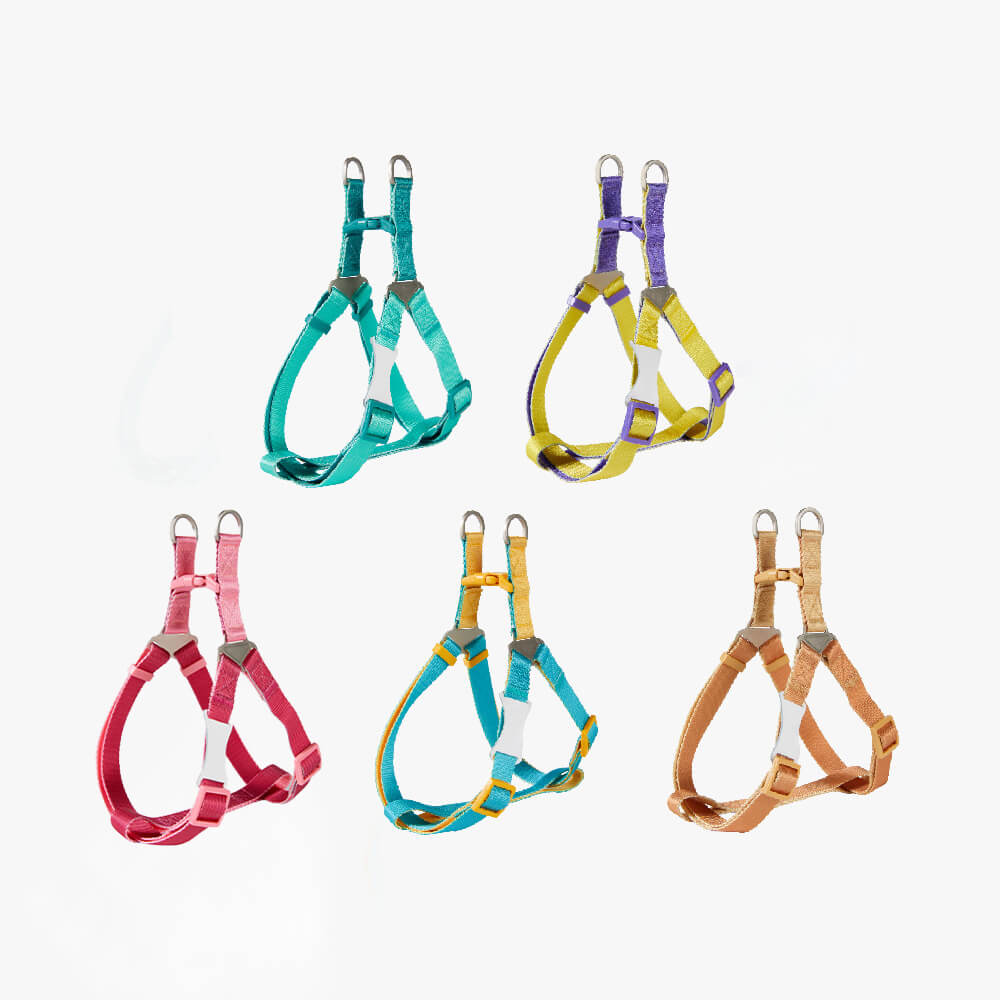 Trendy Color-Block Adjustable Ergonomic Dog Harness And Leash