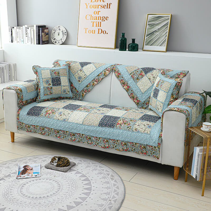 Couchbezug aus Baumwolle mit Vintage-Blumenmuster