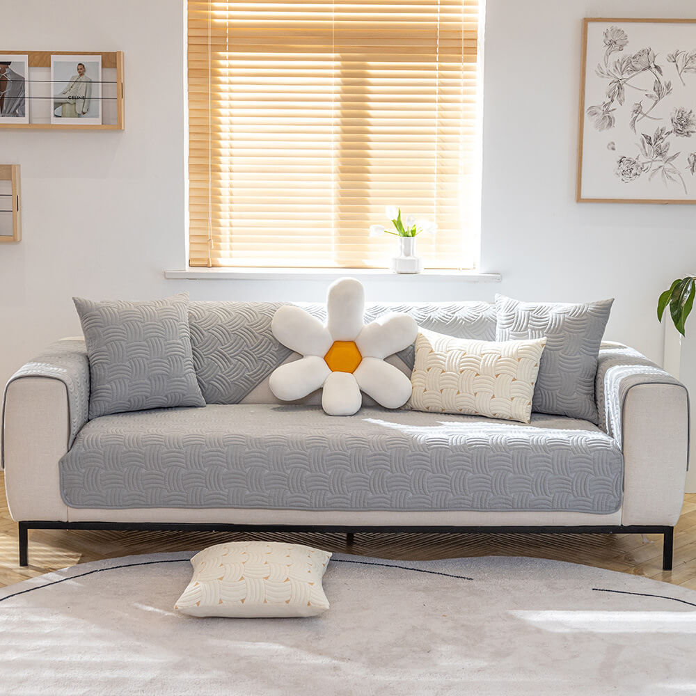 Housse de canapé sectionnelle matelassée en coton à motif tissé