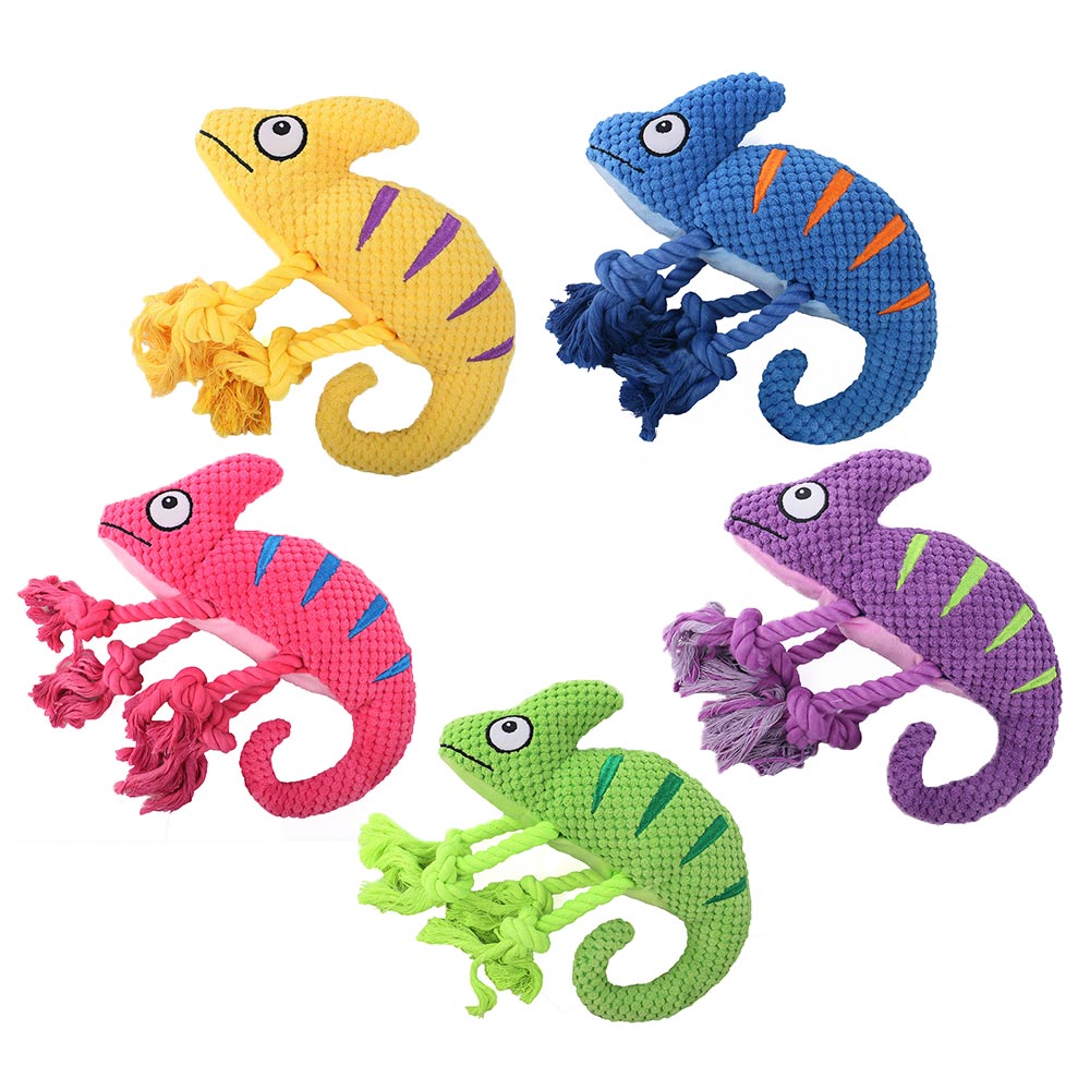 Soft & Colorful Plush Chameleon Squeaky Dog Toy