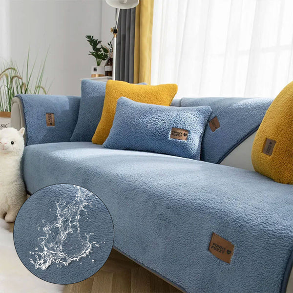 Impermeable grueso Fuzzy Faux Sherpa Fleece No-Slip Couch Couch Cover Protector