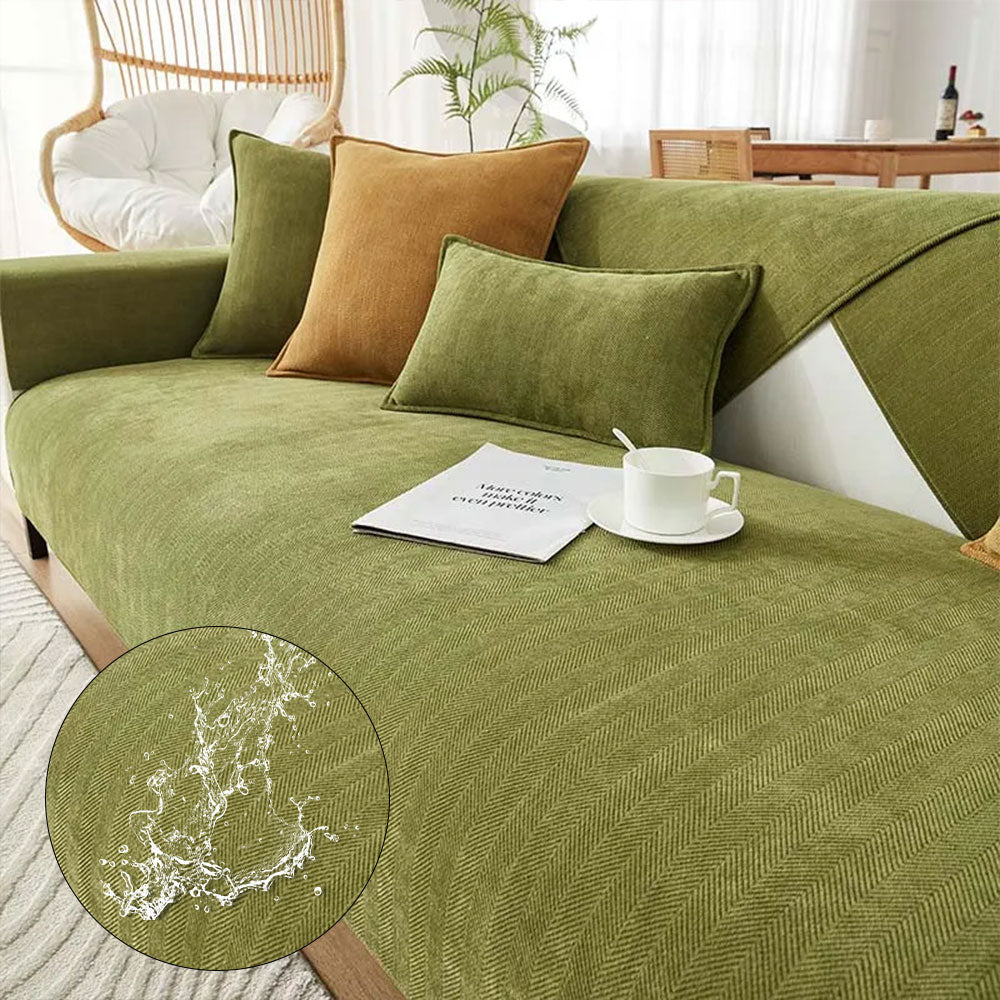 Coperchio di divano impermeabile e antivento tessuto chenille a spina di pesce