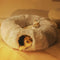 2 en 1 cama de túnel de gato redonda de gato suave y interior plegable