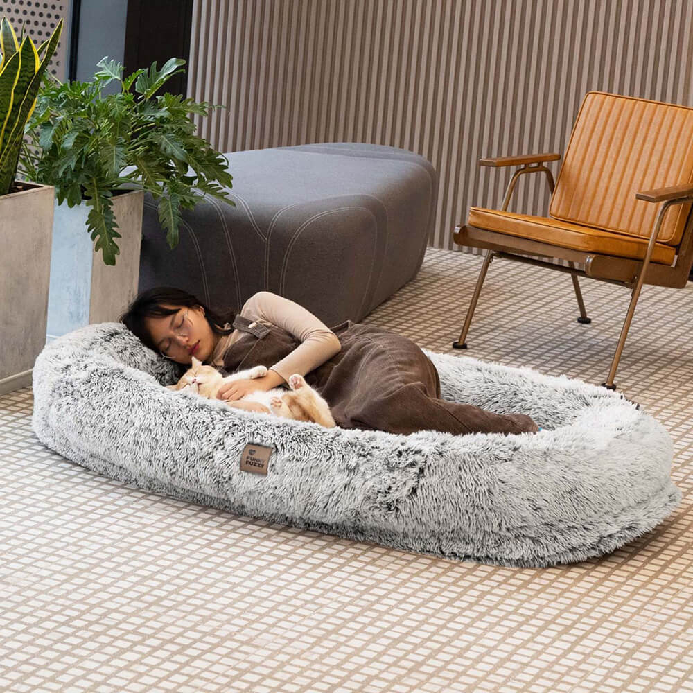Lit ovale de luxe pour chien humain, très grand sommeil, plus profond