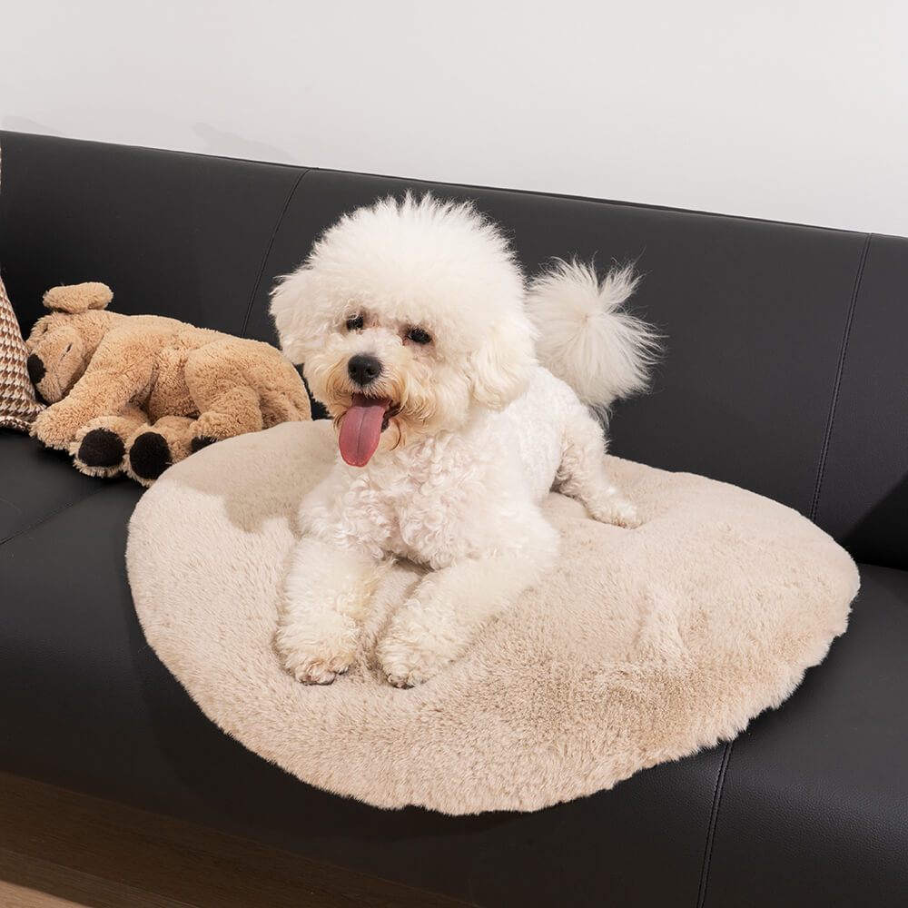 Tapis pelucheux rond en fausse fourrure fait à la main, super doux, pour animaux de compagnie