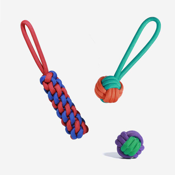 Juego de juguetes de cuerda con nudos para perros - <tc>Color</tc> Choque